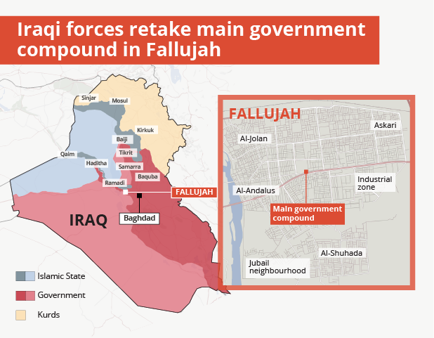 Iraqi Prime Minister Haider al-Abadi says Fallujah will be cleared of ISIS completely 'within coming hours'